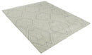 Hand Knotted Beige, Gray and Black 8x10 Trellis Moroccan Rug Made with Fine Wool | TRDCP646810