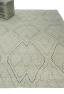 Hand Knotted Beige, Gray and Black 8x10 Trellis Moroccan Rug Made with Fine Wool | TRDCP646810