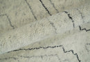 Hand Knotted Beige, Gray and Black 8x10 Trellis Moroccan Rug Made with Fine Wool | TRDCP646810