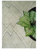 Hand Knotted Beige, Gray and Black 8x10 Trellis Moroccan Rug Made with Fine Wool | TRDCP646810