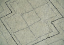 Hand Knotted Beige, Gray and Black 8x10 Trellis Moroccan Rug Made with Fine Wool | TRDCP646810
