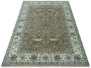 Hand Knotted Beige, Ivory and Silver Oriental Oushak 9x12 Traditional Wool Area Rug