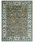 Hand Knotted Beige, Ivory and Silver Oriental Oushak 9x12 Traditional Wool Area Rug