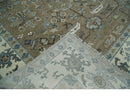 Hand Knotted Beige, Ivory and Silver Oriental Oushak 9x12 Traditional Wool Area Rug
