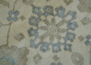 Hand Knotted Beige Traditional Oushak Design 9x12 Wool Rug
