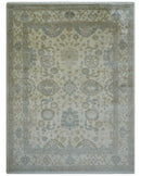 Hand Knotted Beige Traditional Oushak Design 9x12 Wool Rug