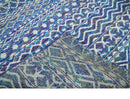 Hand Knotted Blue and Ivory 5.6x8.5 Modern Contemporary Southwestern Tribal Trellis Recycled Art Silk Area Rug