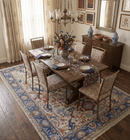 Hand Knotted Blue and Ivory Antique Vintage Style Custom Made Wool Rug