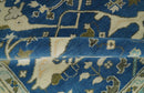 Hand Knotted Blue, Ivory and Olive 6x9 Oriental Oushak wool area rug
