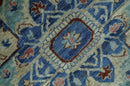 Hand Knotted Blue, Ivory and Rust Antique Persian Heriz Serapi Wool Rug