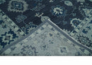 Hand Knotted Blue, Silver and Ivory Traditional Oushak Vintage Style Wool Rug