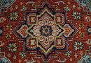 Hand knotted Brown, Aqua and Blue Traditional Heriz Serapi wool area rug