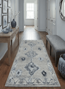 Hand Knotted Charcoal And Beige Traditional with Blended Custom Made Wool Rug