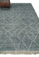 Custom Made Hand Knotted Charcoal and Ivory Moroccan Trellis Rug