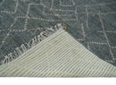 Custom Made Hand Knotted Charcoal and Ivory Moroccan Trellis Rug
