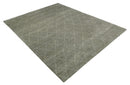 Hand Knotted Charcoal and White 9x12 Trellis Moroccan Rug Made with Fine Wool | TRDCP651912