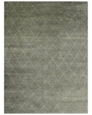 Hand Knotted Charcoal and White 9x12 Trellis Moroccan Rug Made with Fine Wool | TRDCP651912