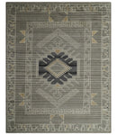 Hand Knotted Charcoal, Ivory and Beige Traditional Heriz Serapi Multi Size Wool Area Rug, Kids, Living Room and Bedroom Rug