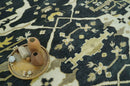 Hand Knotted Charcoal, Ivory and Olive Oriental Oushak 8x10 Wool Area Rug