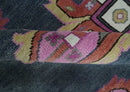 Hand Knotted Charcoal, Silver and Pink Traditional 9x12 Wool Area Rug