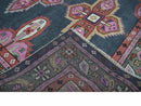 Hand Knotted Charcoal, Silver and Pink Traditional 9x12 Wool Area Rug