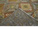 Hand Knotted Gold and Charcoal 8x10 Oriental Traditional Wool Area Rug