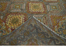 Hand Knotted Gold and Charcoal 9x12 Oriental Traditional Wool Area Rug