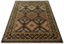 Olive, Gold, Black and Brown Oriental Traditional Hand Knotted Multi Size Wool Area Rug, Living Room and Bedroom Rug
