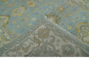 Hand Knotted Gray, Ivory and Mustard 6x8.8 Traditional Oriental Oushak wool rug