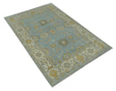 Hand Knotted Gray, Ivory and Mustard 6x8.8 Traditional Oriental Oushak wool rug