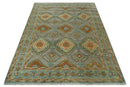 Gray, Silver and Beige Oriental Traditional Hand Knotted Custom Made Wool Area Rug, Living Room and Bedroom Rug