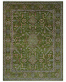 Hand Knotted Green and Silver Traditional Multi Size Antique Wool Area Rug