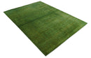 Hand Knotted Green Overdyed Traditional Oushak Design 9x12 Wool Area Rug