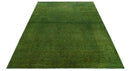 Hand Knotted Green Overdyed Traditional Oushak Design 9x12 Wool Area Rug