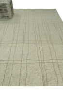 Hand Knotted Ivory and Beige 8x10 Trellis Moroccan Rug Made with Fine Wool | TRDCP645810