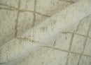 Hand Knotted Ivory and Beige 8x10 Trellis Moroccan Rug Made with Fine Wool | TRDCP645810
