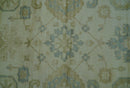 Hand Knotted Ivory And Blue Traditional Oushak Design 8x10 Wool Area Rug