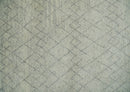 Hand Knotted Ivory and Charcoal 9x12 Trellis Moroccan Rug Made with Fine Wool | TRDCP654912