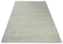 Hand Knotted Ivory and Charcoal 9x12 Trellis Moroccan Rug Made with Fine Wool | TRDCP654912