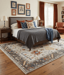Hand Knotted Ivory and Charcoal Traditional Oriental Oushak Multi size Wool Area Rug