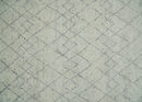 Hand Knotted Ivory and Gray 8x10 and 9x12 Trellis Moroccan Rug Made with Fine Wool | TRDCP647