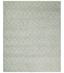 Hand Knotted Ivory and Gray 8x10 and 9x12 Trellis Moroccan Rug Made with Fine Wool | TRDCP647