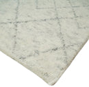 Hand Knotted Ivory and Gray 8x10 and 9x12 Trellis Moroccan Rug Made with Fine Wool | TRDCP647