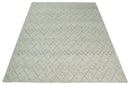 Hand Knotted Ivory and Gray 8x10 and 9x12 Trellis Moroccan Rug Made with Fine Wool | TRDCP647