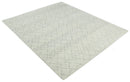Hand Knotted Ivory and Gray 8x10 and 9x12 Trellis Moroccan Rug Made with Fine Wool | TRDCP647