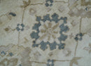 Hand Knotted Ivory And Gray Traditional Oushak Design 8x10 Wool Rug