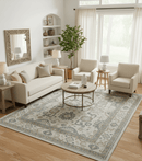 Hand Knotted Ivory And Gray Traditional Oushak Design 8x10 Wool Rug
