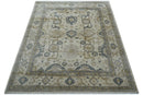 Hand Knotted Ivory And Gray Traditional Oushak Design 8x10 Wool Rug