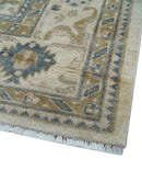 Hand Knotted Ivory And Gray Traditional Oushak Design 8x10 Wool Rug