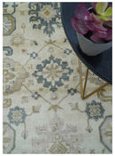 Hand Knotted Ivory And Gray Traditional Oushak Design 8x10 Wool Rug
